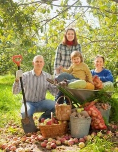 15640137-happy-family-with-vegetables-harvest-in-garden